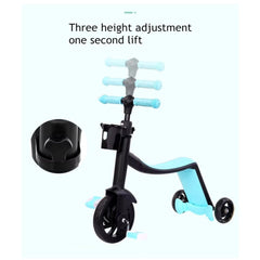 3 IN 1 Kids Scooter Tricycle Trike Convertible 3 Wheels Balance Bike Walker