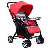 2 in 1 Pushchair Stroller w/ Reversible Seat Single Hand Foldable Red