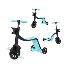3 IN 1 Kids Scooter Tricycle Trike Convertible 3 Wheels Balance Bike Walker