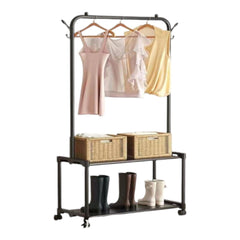 Heavy Duty Metal Double Rail Clothes Garment Hanging Rack Shelf Display Stand UK