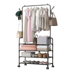 Heavy Duty Metal Double Rail Clothes Garment Hanging Rack Shelf Display Stand UK