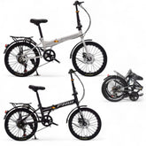 Folding Bicycle 20 Inch Bikes for Adults 7-Speed Variable Foldable City Bicycle
