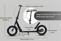 Kids Kick Scooter Teen Push Scooter Adjustable w/ 2 Brakes Inflatable Big Wheels
