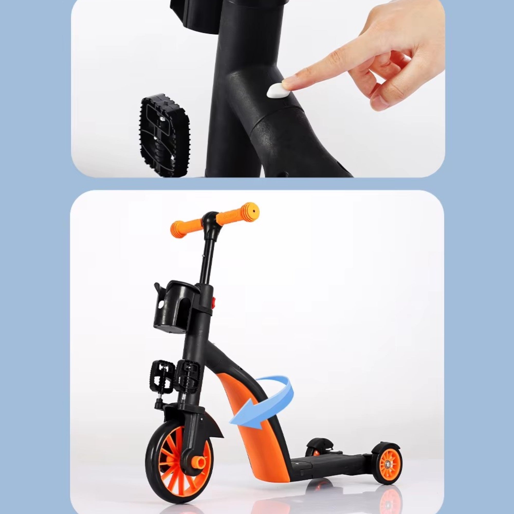 4 IN 1 Kids Push Scooter Tricycle Trike Convertible 3 Wheels Balance Bike Walker
