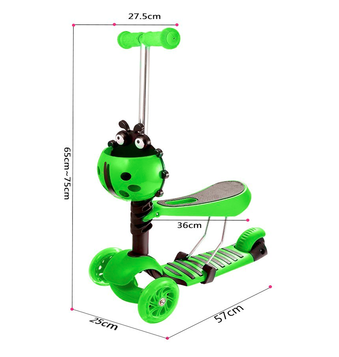 3 in 1 Kids Scooter Adjustable Seat 3 Wheels Kick Scooters Toddler Age 2-12yrs