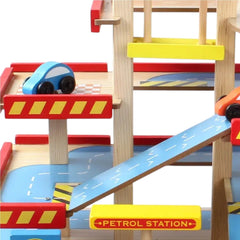 New Wooden 3 Storey Garage Pretend Toy Kids Educational Car Role Play Gift Set