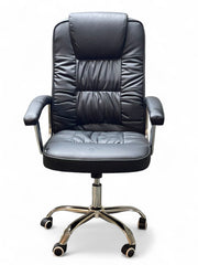 Big Leather Office Chair Executive Swivel Chair Lumbar Support Computer BLACK