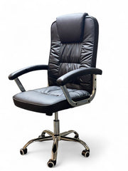 Big Leather Office Chair Executive Swivel Chair Lumbar Support Computer BLACK