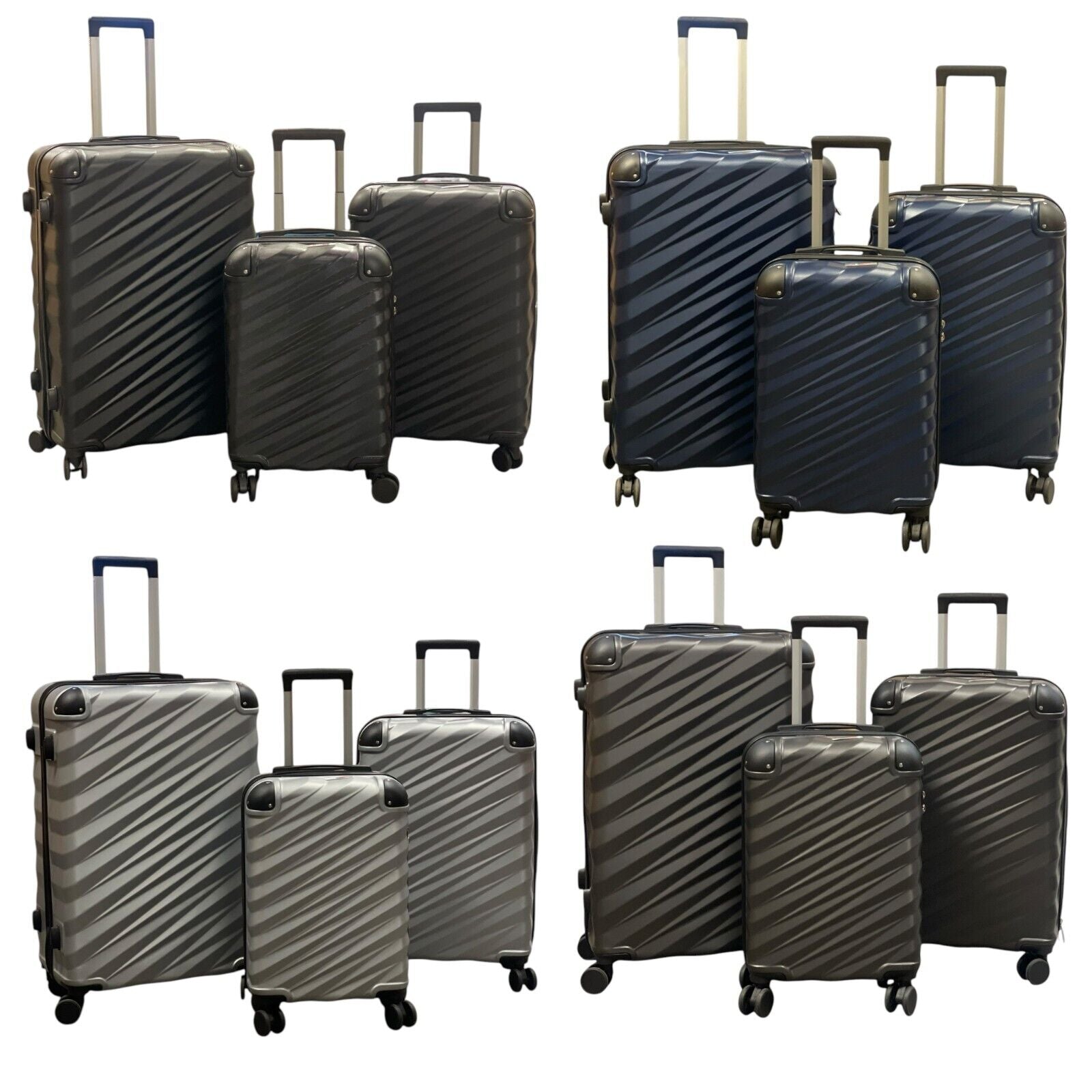 3 Piece Hard Shell Luggage Suitcase Set ABS Expandable Handle Inbuilt ...
