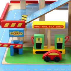New Wooden 3 Storey Garage Pretend Toy Kids Educational Car Role Play Gift Set