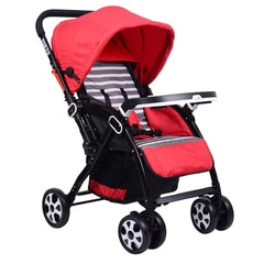 2 in 1 Pushchair Stroller w/ Reversible Seat Single Hand Foldable Red