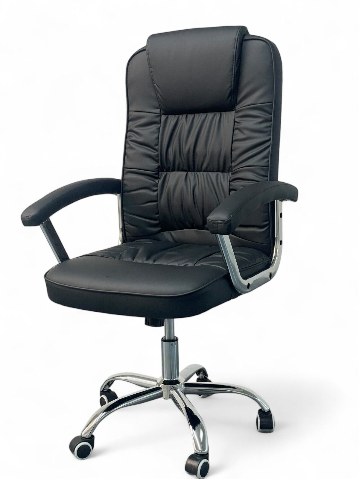 Big Leather Office Chair Executive Swivel Chair Lumbar Support Computer BLACK