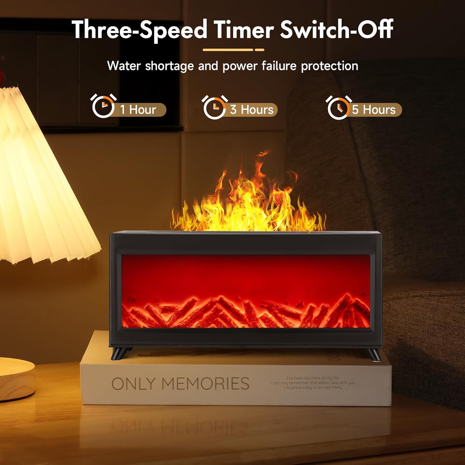 Fireplace Flame Humidifier Colourful Light Flame Essential Oil Diffuser Mute Work
