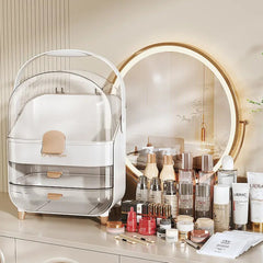 XL Large Make Up Organiser Cosmetic Vanity Case Box 2 Drawers Skincare Storage