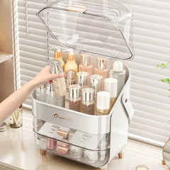 XL Large Make Up Organiser Cosmetic Vanity Case Box 2 Drawers Skincare Storage