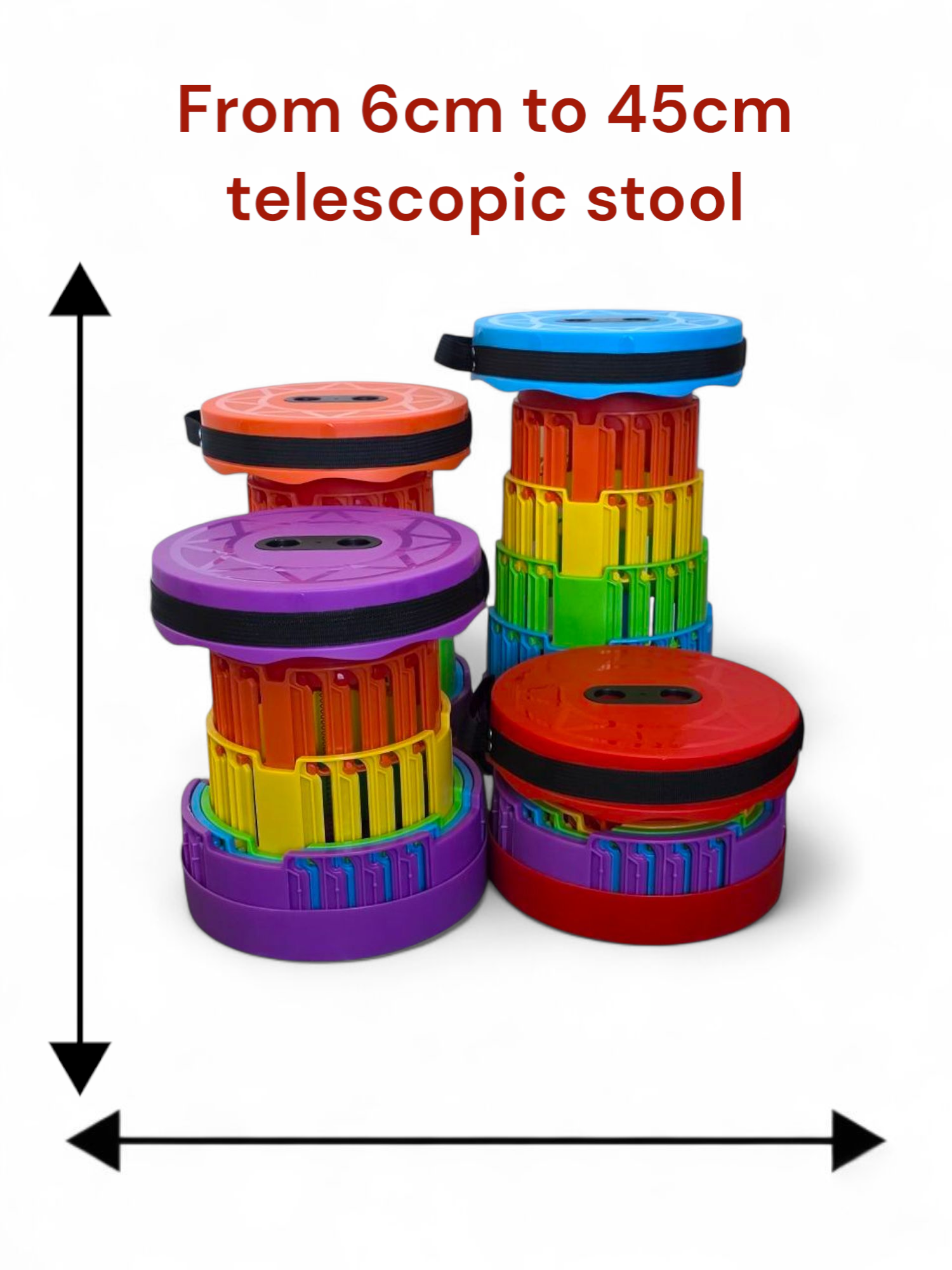 Folding Stool Portable Telescoping Seat Camping Retractable Adjustable Outdoor