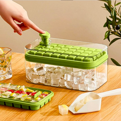 Ice Cube Tray with Lid and Bin, 56 Pcs Ice Cube Mold, 2 Trays & Ice Scoop, BPA