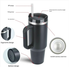 NEW 2025 Autumn Large Capacity Water 40 Oz Cup Handle Straw Insulated Bottle Mug