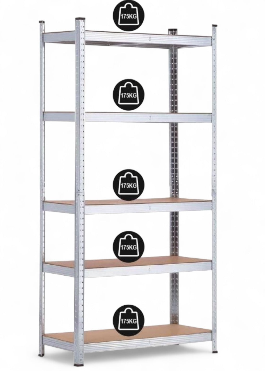 5 Tier Racking Shelf Heavy Duty Garage Shelving Storage Shelves Unit 180x90x40cm Silver