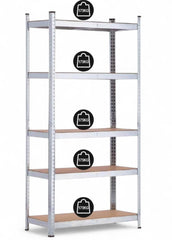 5 Tier Racking Shelf Heavy Duty Garage Shelving Storage Shelves Unit 180x90x40cm Silver