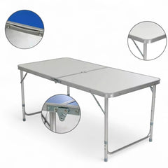 4FT FOLDING CAMPING TABLE ALUMINIUM PICNIC PORTABLE ADJUSTABLE PARTY BBQ OUTDOOR