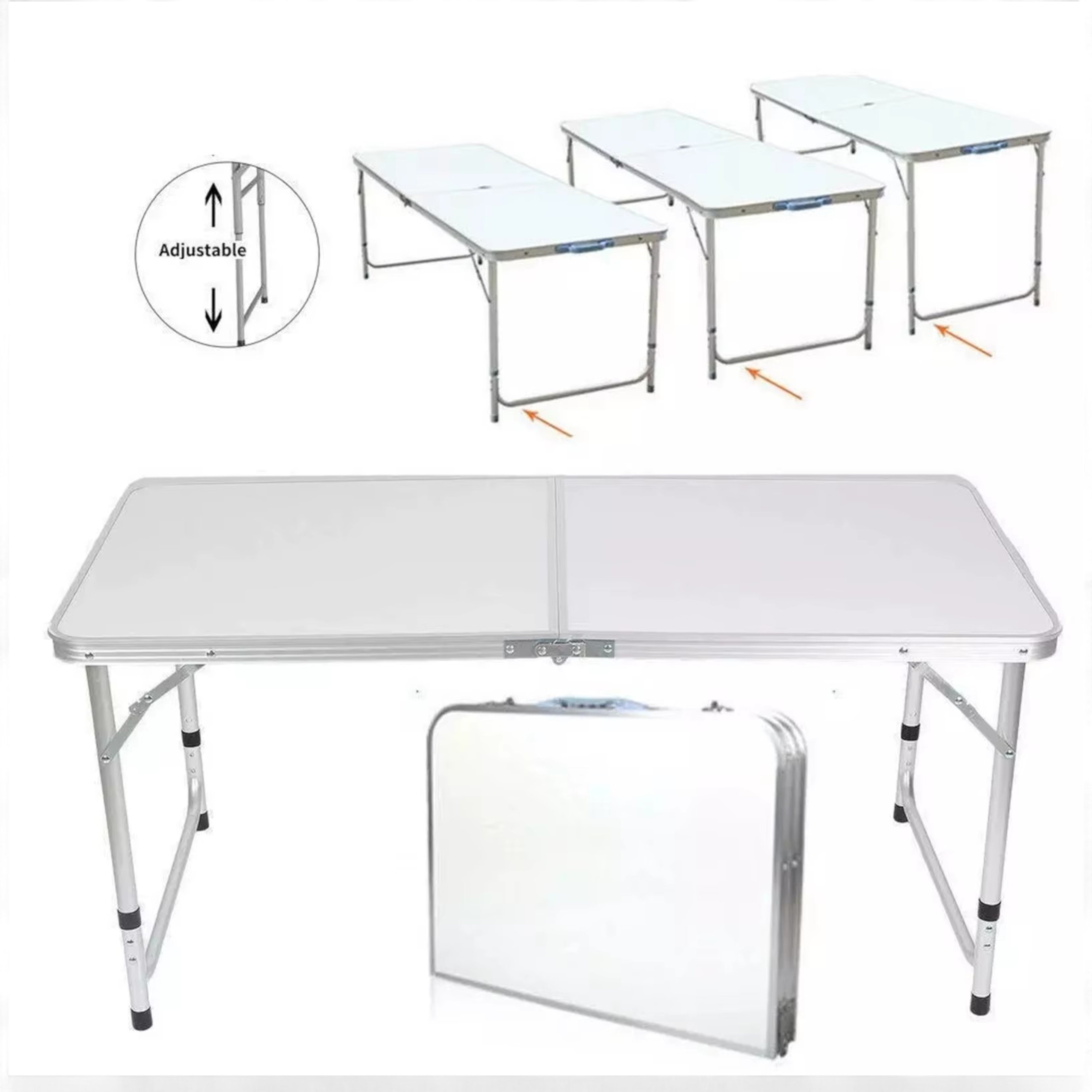 4FT FOLDING CAMPING TABLE ALUMINIUM PICNIC PORTABLE ADJUSTABLE PARTY BBQ OUTDOOR