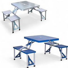 Portable Folding Picnic Table Bench Set - Lightweight Aluminium Camping Table