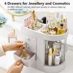 Large Make Up Organiser Cosmetic Vanity Case Box 4 Drawers Skincare Storage