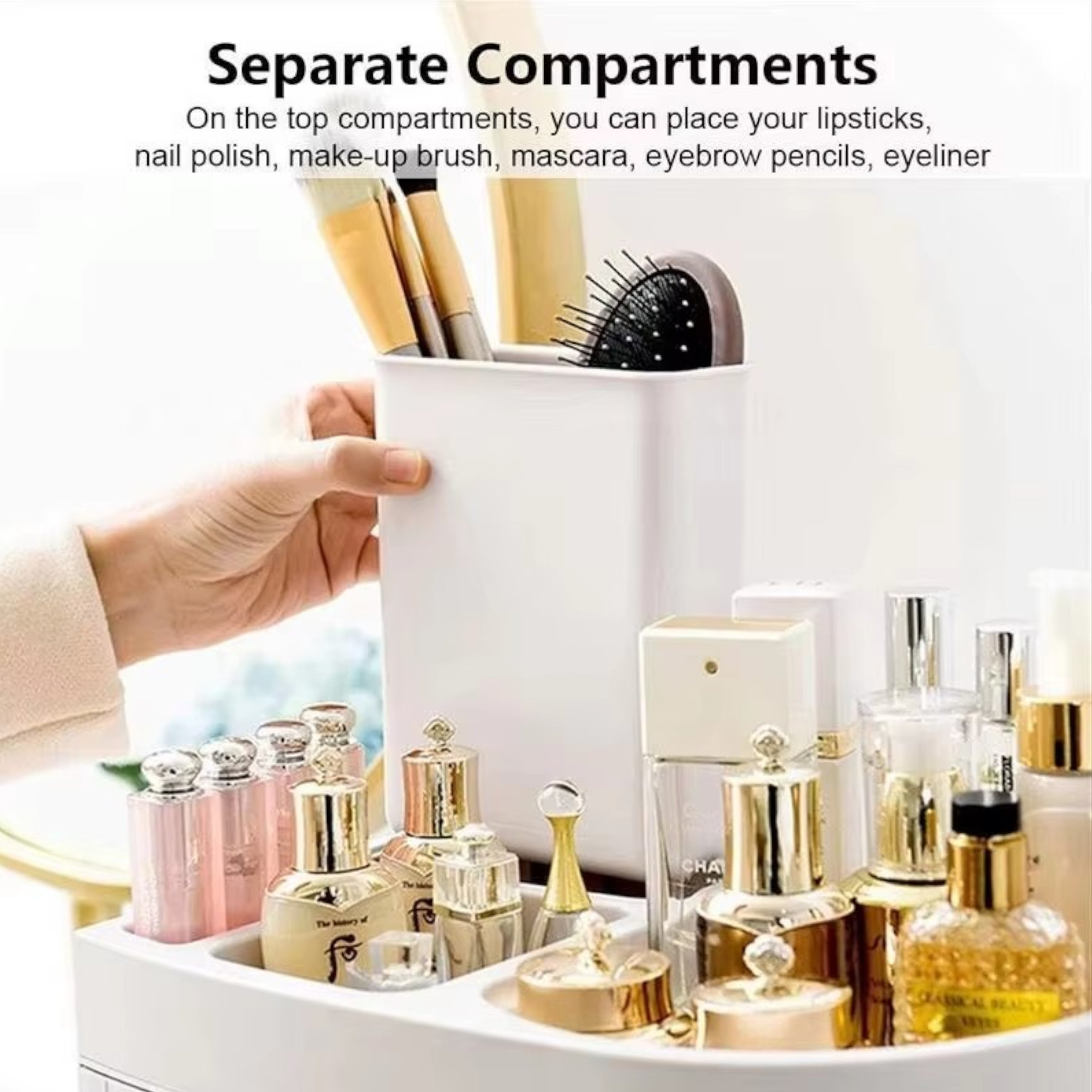 Large Make Up Organiser Cosmetic Vanity Case Box 4 Drawers Skincare Storage