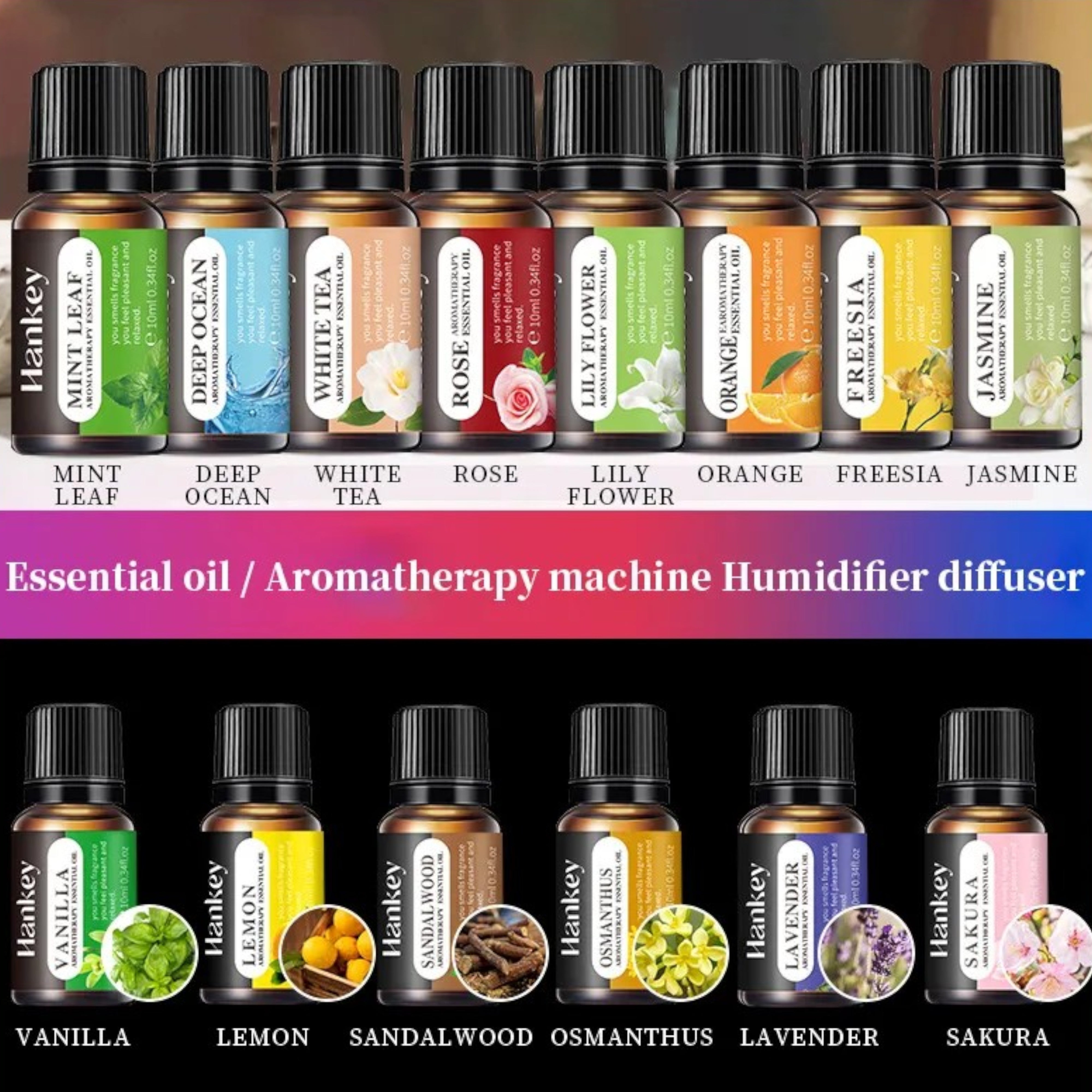 Essential Oils  10ML Aromatherapy Pure Essential Oil Fragrances Diffuser Burner