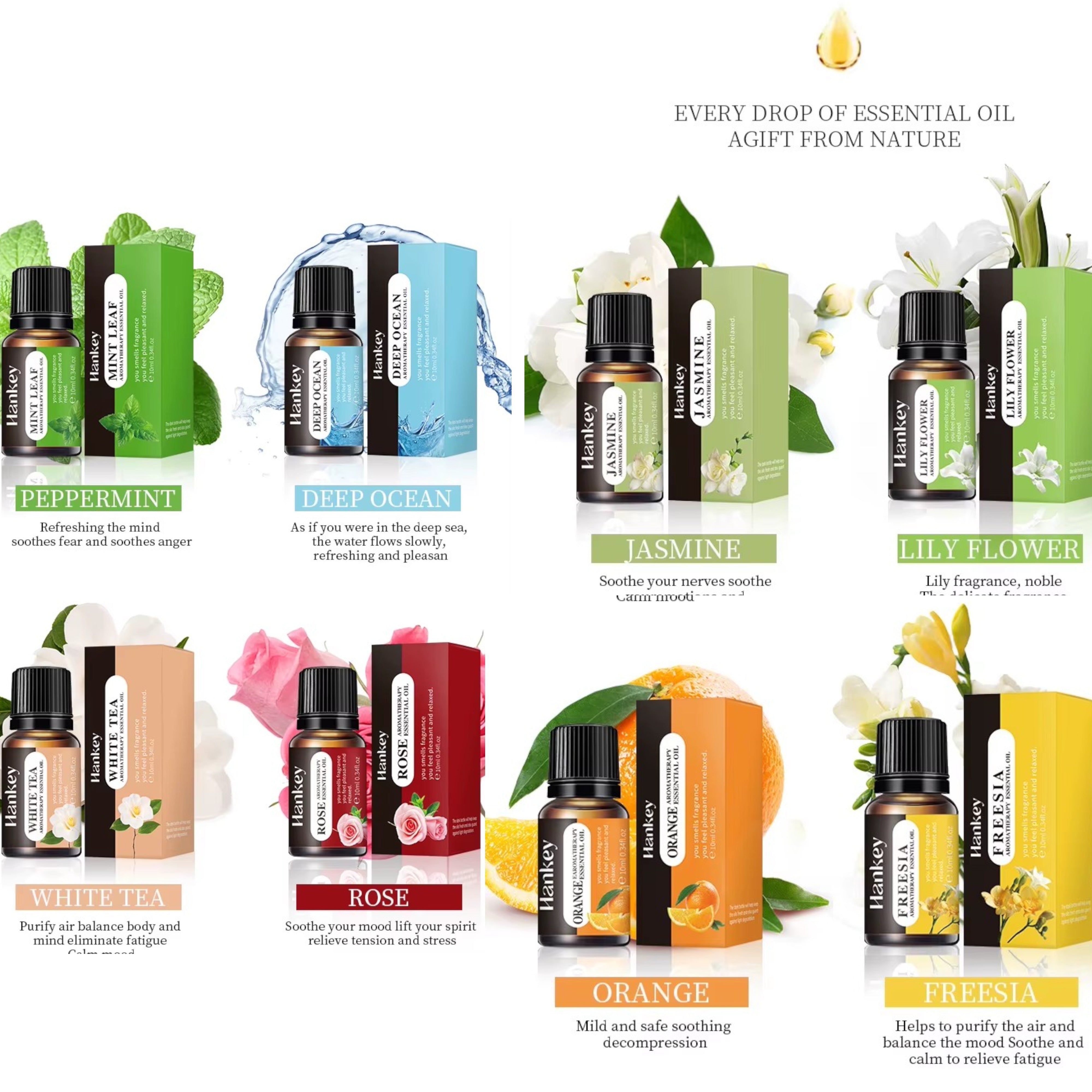 Essential Oils  10ML Aromatherapy Pure Essential Oil Fragrances Diffuser Burner