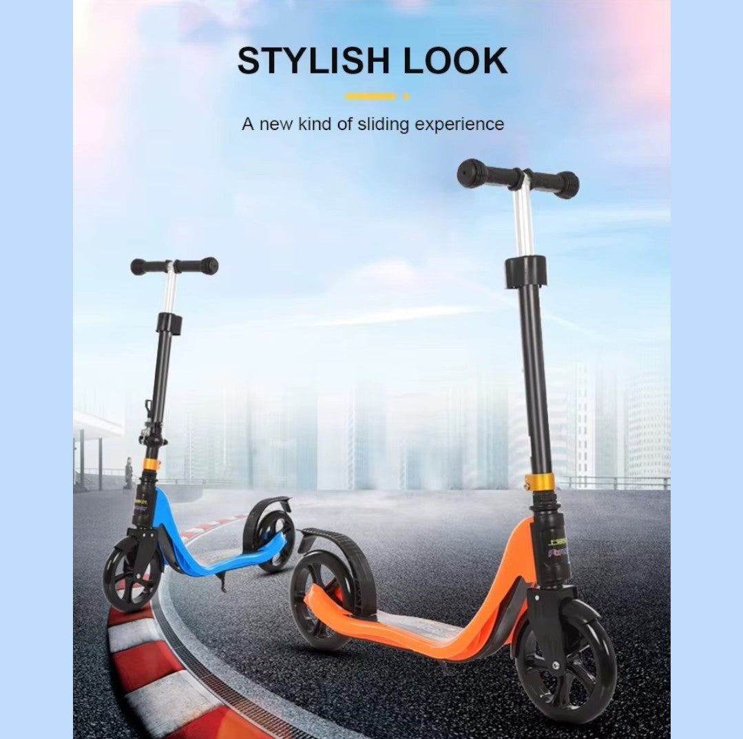 Teens Adult Folding Kick Scooter 2 Big Wheels Adjustable Height Ride On Toy