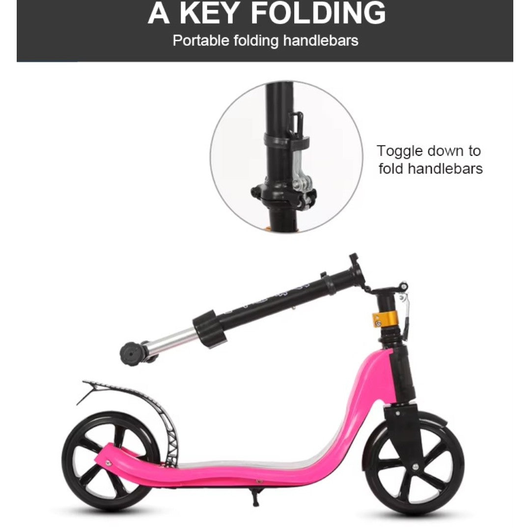 Teens Adult Folding Kick Scooter 2 Big Wheels Adjustable Height Ride On Toy