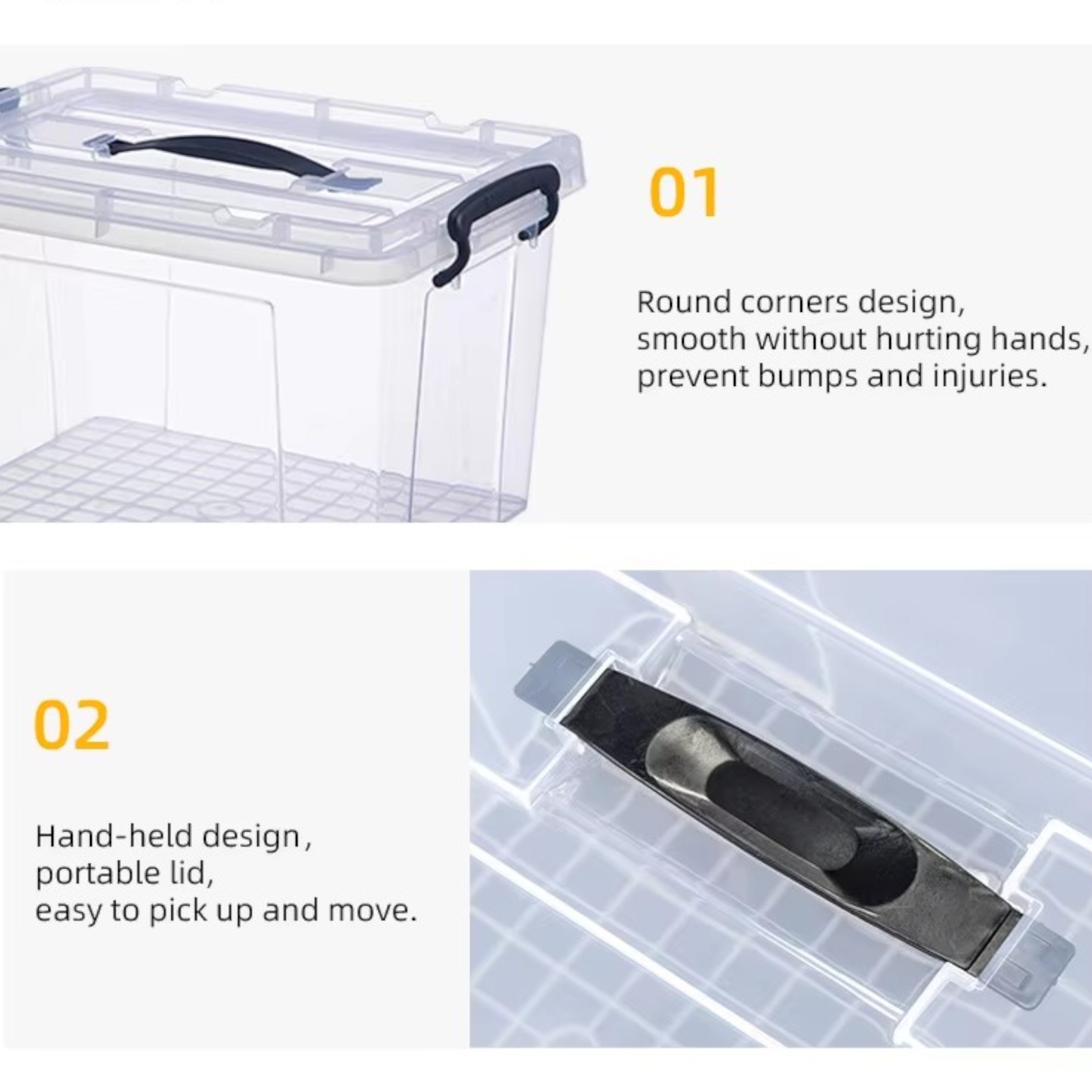 Clear Plastic Storage Boxes with Lids Stackable Box Home Office Kitchen UK Made