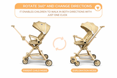 RYDR 360° Rotating Baby Pushchair with Reversible Seat, Parent & World Facing, Compact Fold Foldable Compact Travel Buggy Pram