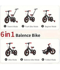 6 IN 1 Kids 12inch Bike Bicycle Trike Convertible Wheels Balance Bike Folding